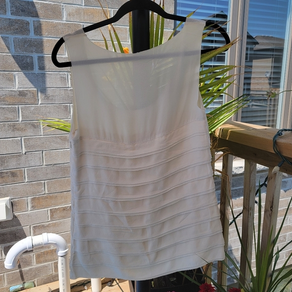 TORY BURCH Ivory Layered Ruffle Silk Tank - Picture 2 of 5